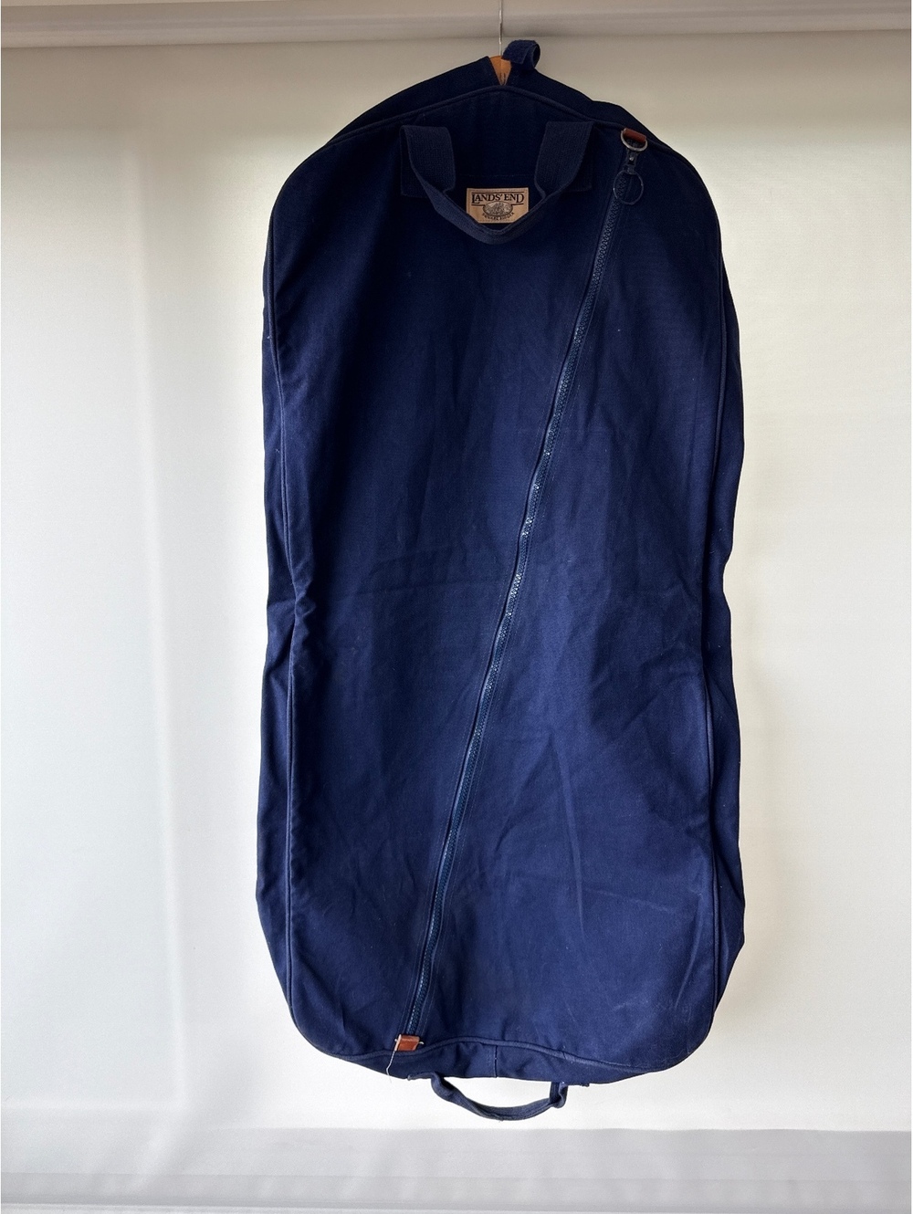 Vintage Lands' End Square Rigger Canvas Garment Bag Navy Travel Suit Carrier